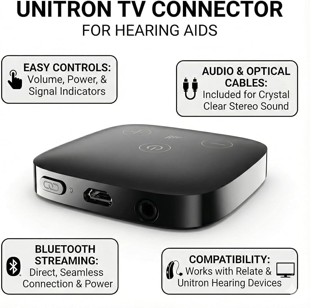 Audique Phonak TV Connector rugged housing withstands daily use.