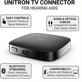 Audique Phonak TV Connector rugged housing withstands daily use.