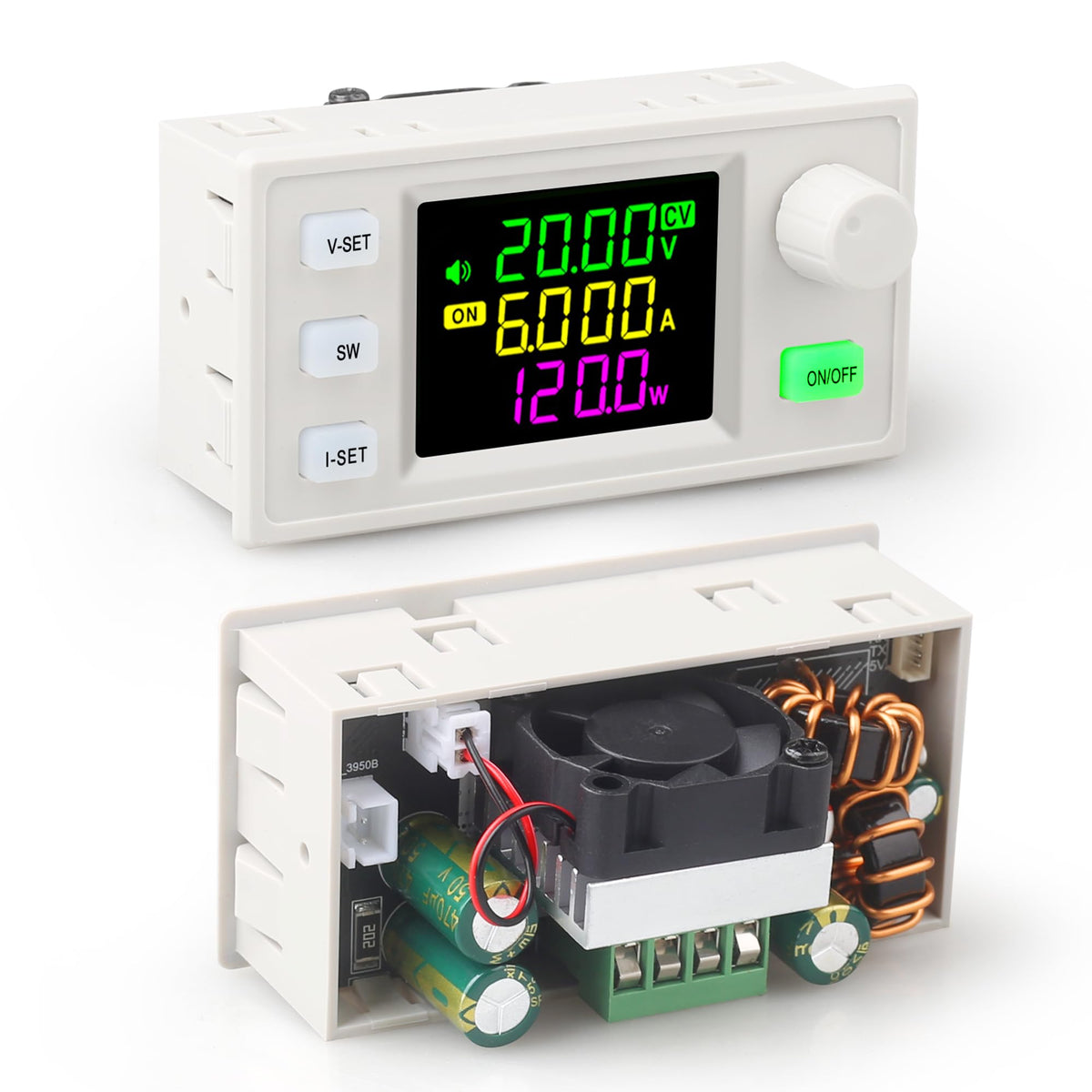 AUGUESLD SK-120X front panel color display showing real-time voltage for clear monitoring
