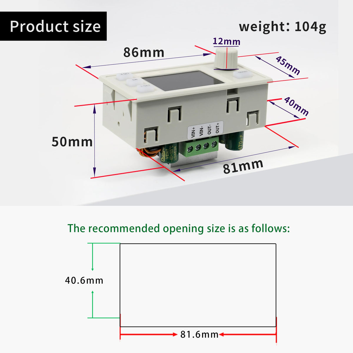 AUGUESLD SK-120X next to a ruler showing compact size for easy bench or enclosure fit