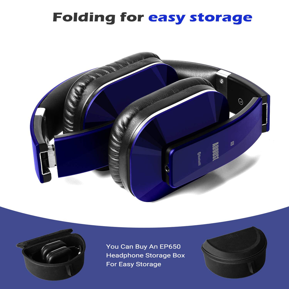 August EP650 blue wired 3.5mm jack offers versatile wired listening