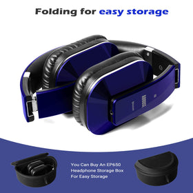 August EP650 blue wired 3.5mm jack offers versatile wired listening