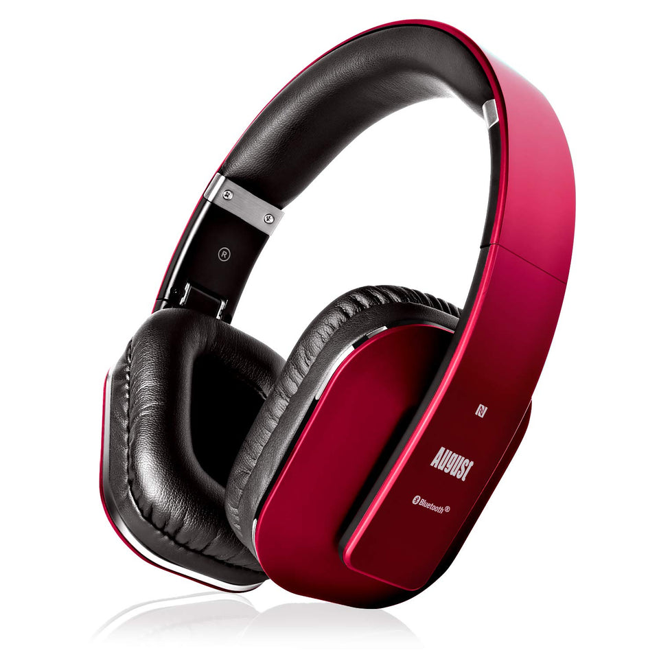 August EP650 headphones red front view highlighting immersive sound