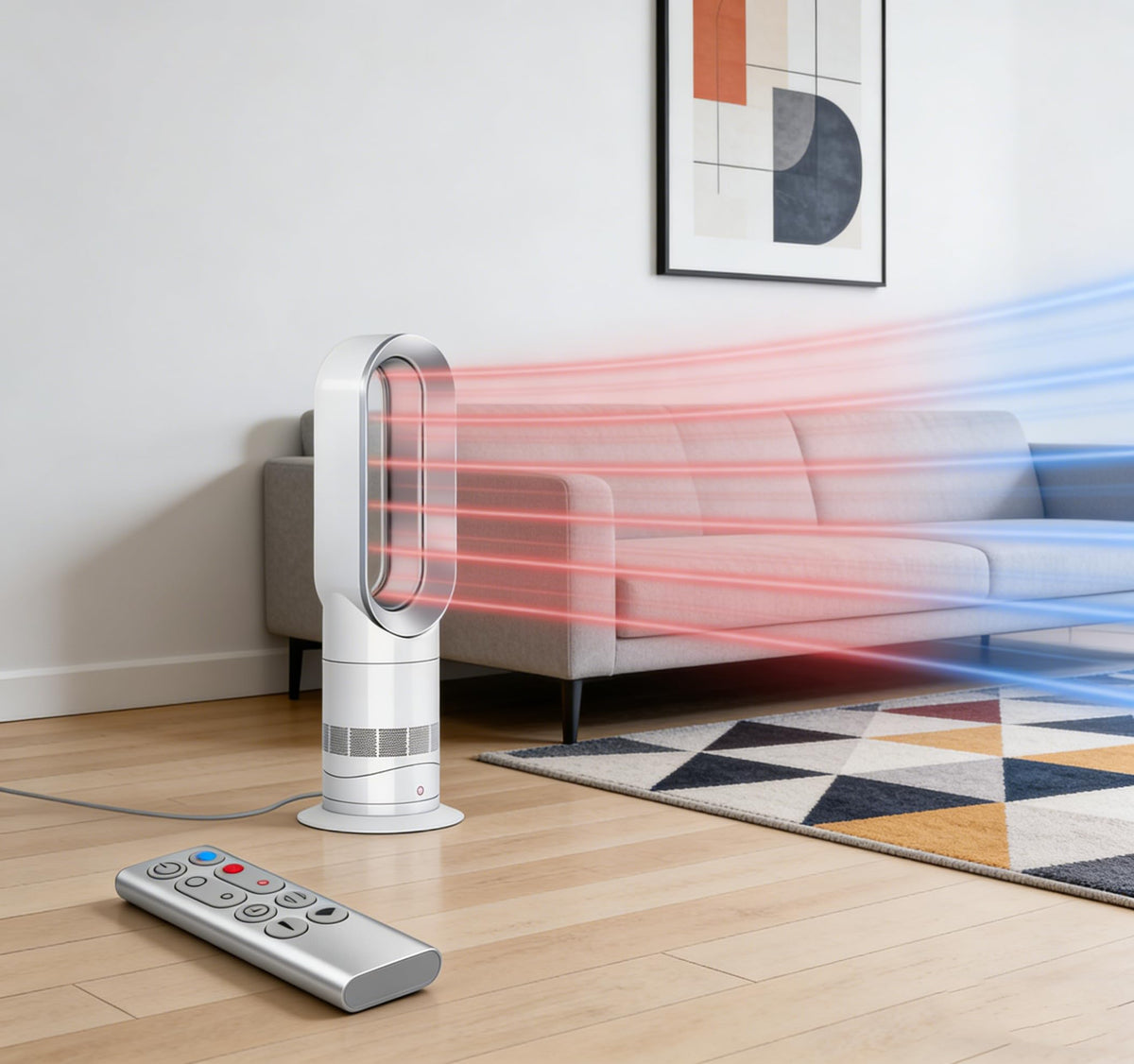 Auilzlz Dyson HP01 remote range demo illustrating up to 49 feet.