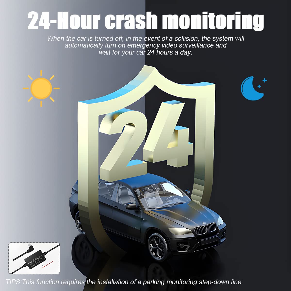 AUKEPO dash cam dual-camera system records front and rear.