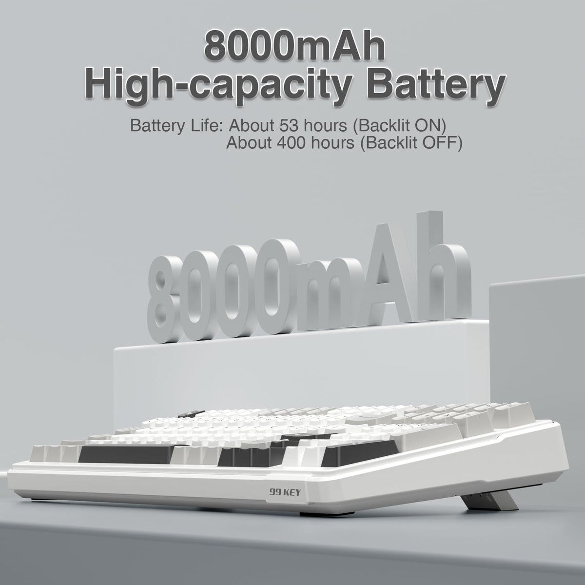 AULA F99 battery indicator and USB-C charging showing long battery life