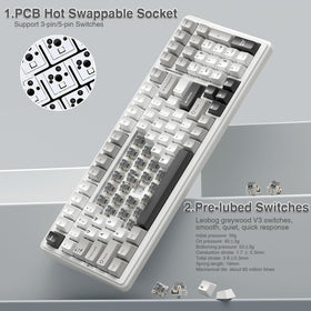 AULA F99 side profile illustrating slim design and comfortable typing angle