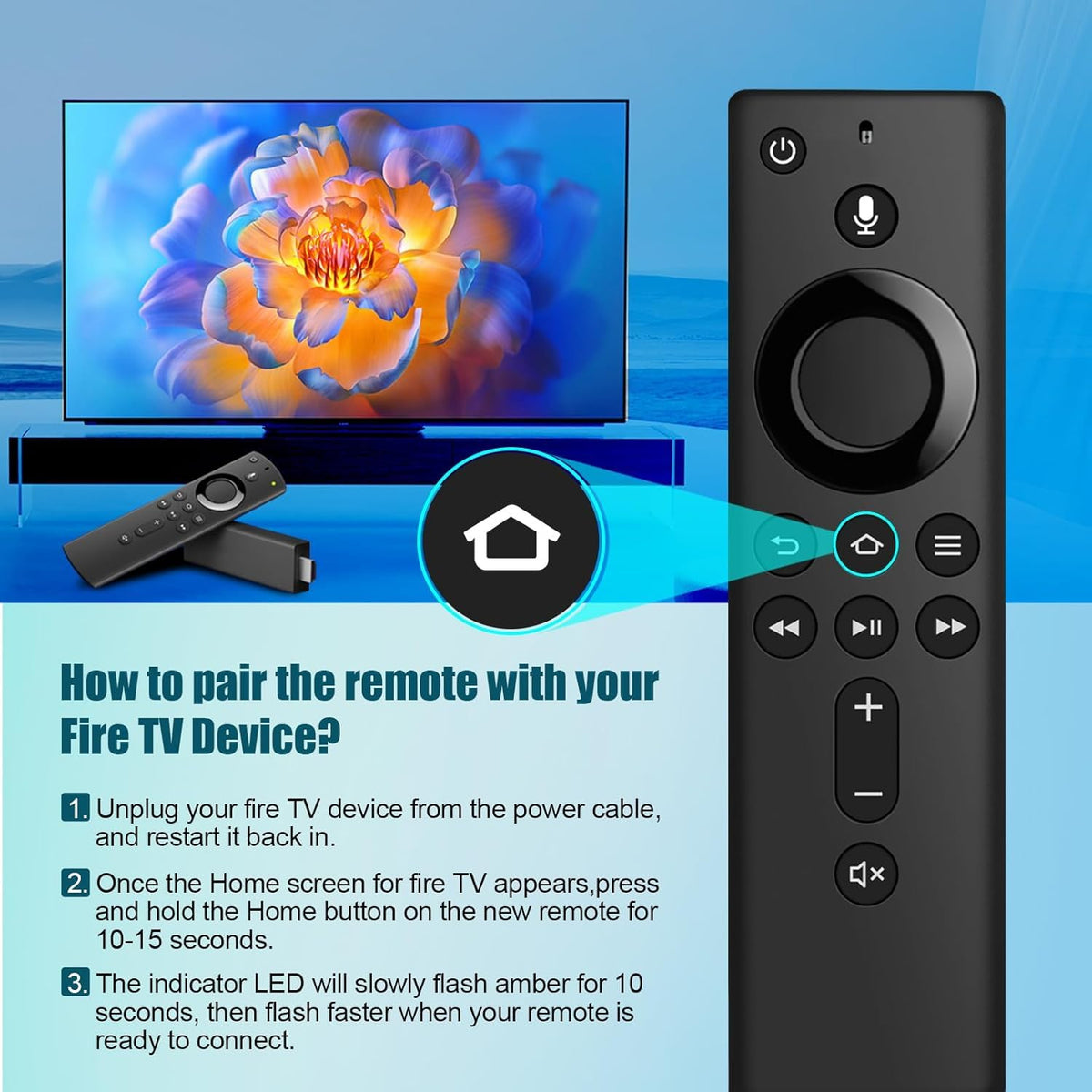 AULTRA L5B83H remote shows volume and playback controls for quick media adjustments.