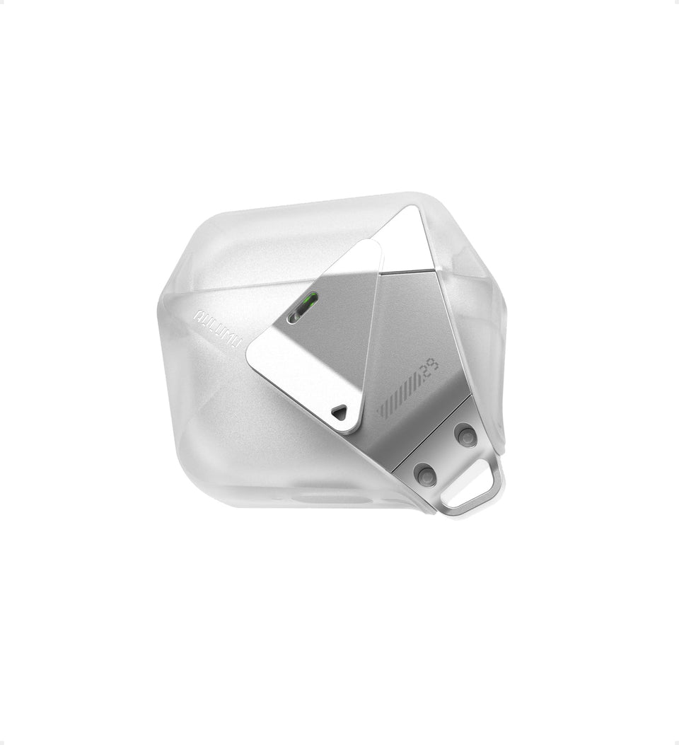Aulumu A29 front view showing slim translucent white case and secure fit