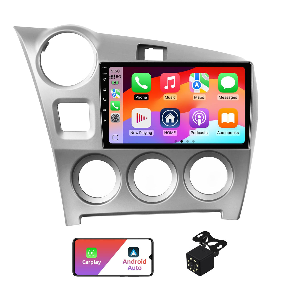 AUMUME Toyota Matrix 9in screen front view for a clean integrated dashboard.