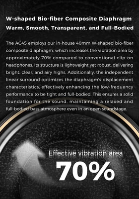 Aune AC45 independent linear surround system illustration highlighting fuller bass.