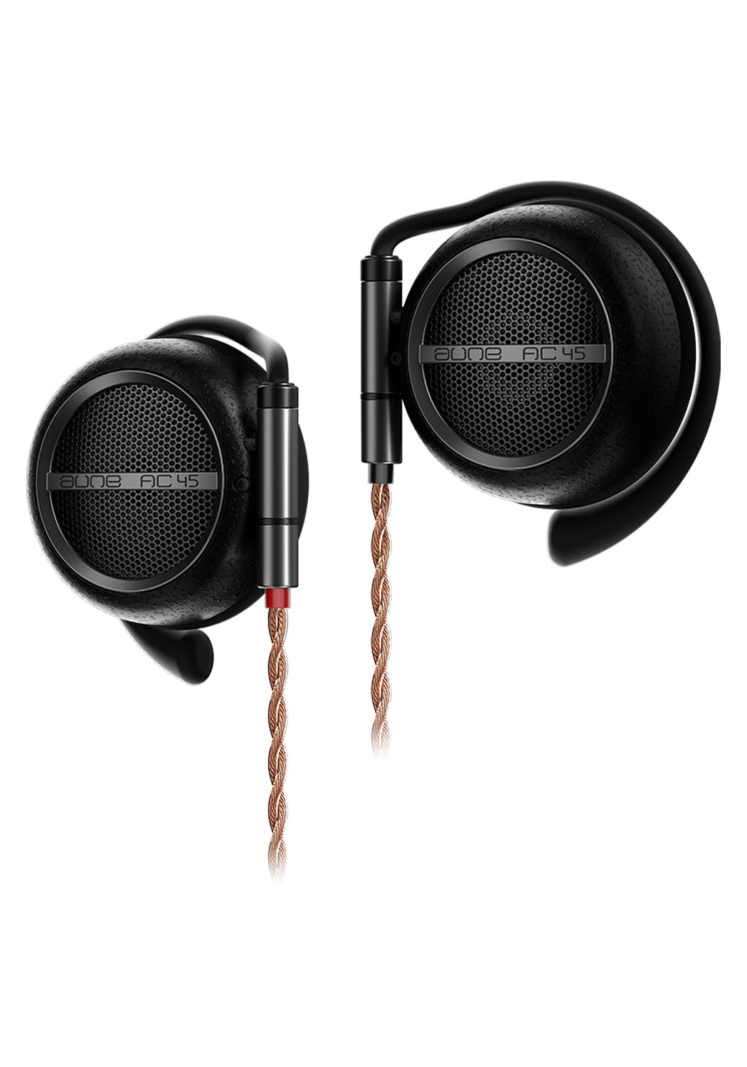 Aune AC45 open-back clip-on headphones front view for portable Hi-Fi listening.