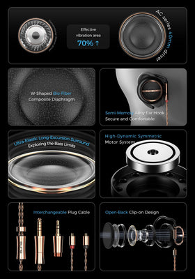 Aune AC55 40mm W-shaped diaphragm delivers detailed highs and natural instrument reproduction.