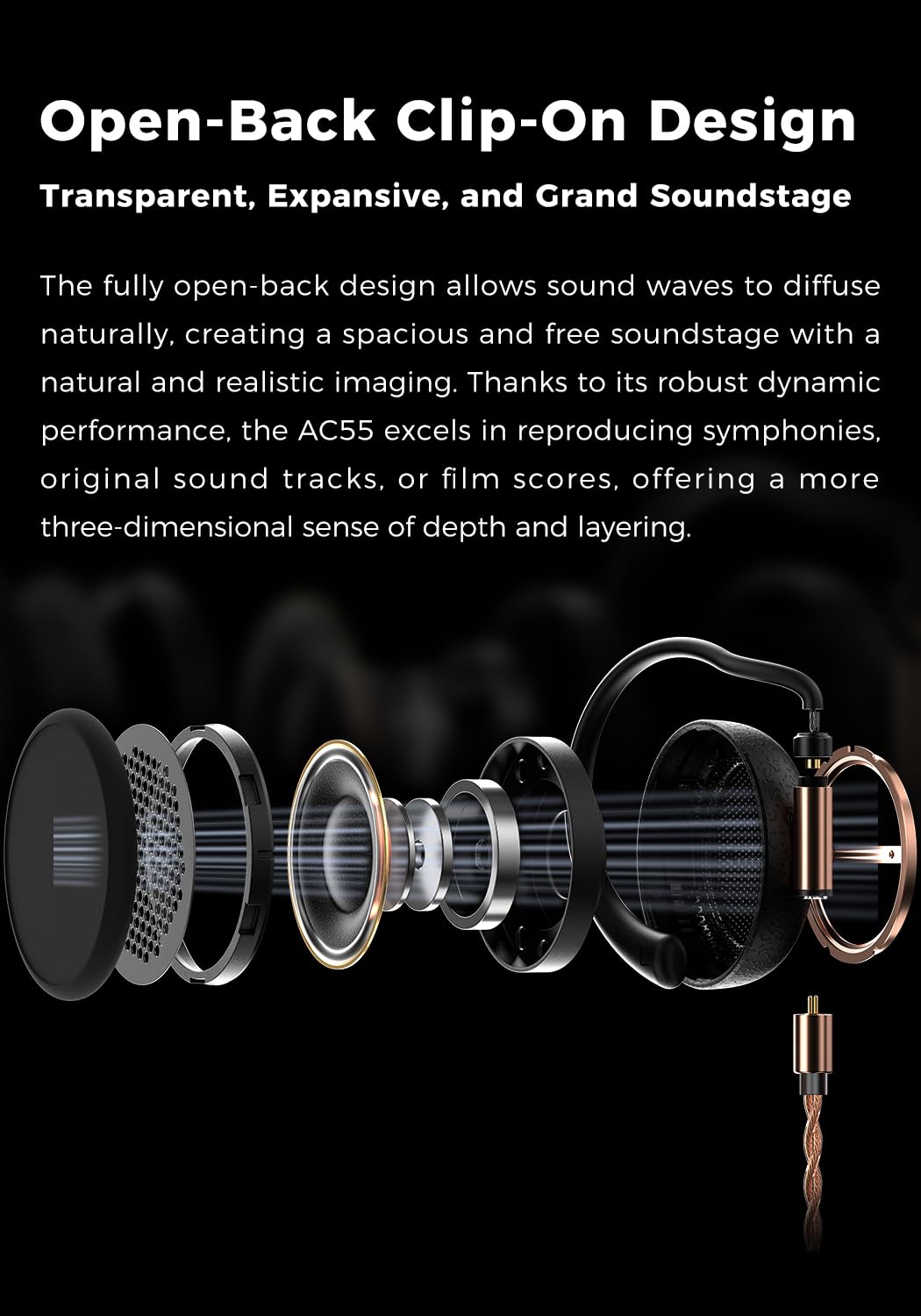 Aune AC55 full-range listening experience surpasses typical clip-ons for diverse genres.