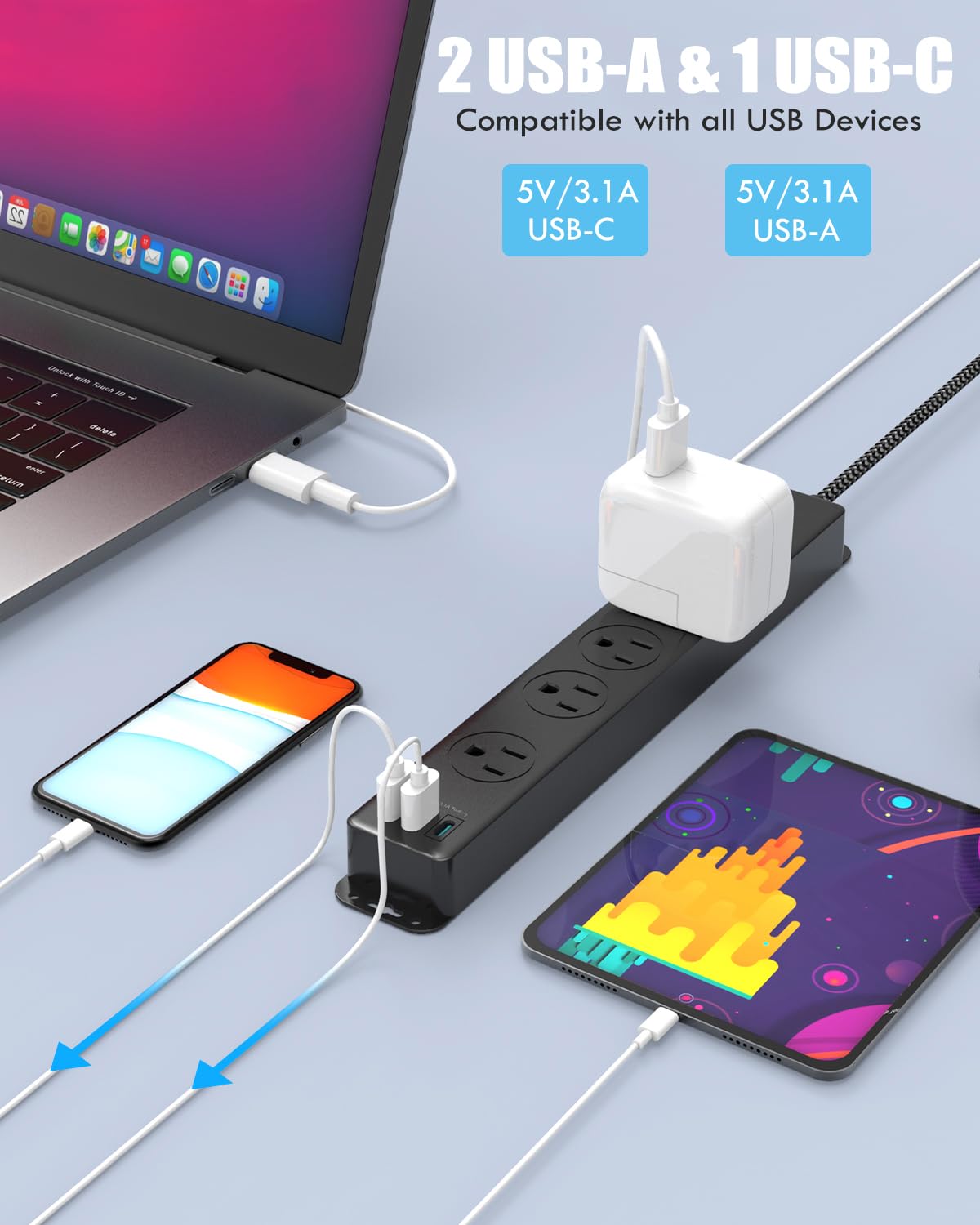 AUOPLUS surge protector offers 1050 joules of protection against spikes