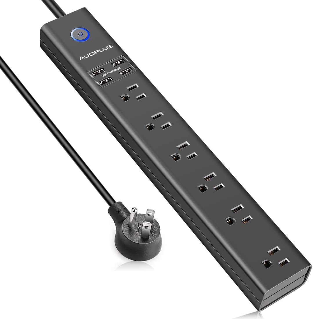 AUOPLUS 10ft surge protector cord keeps your desk organized with a single hub