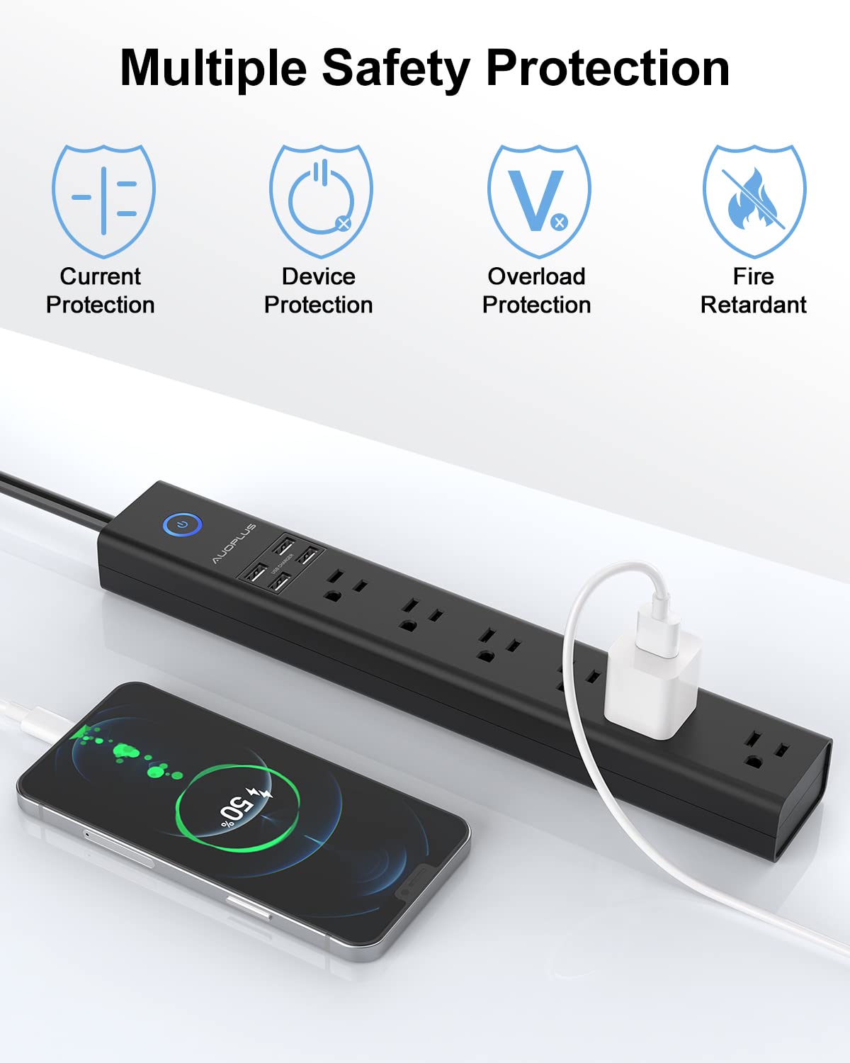 AUOPLUS 15 ft cord extended across room provides flexible placement and reach