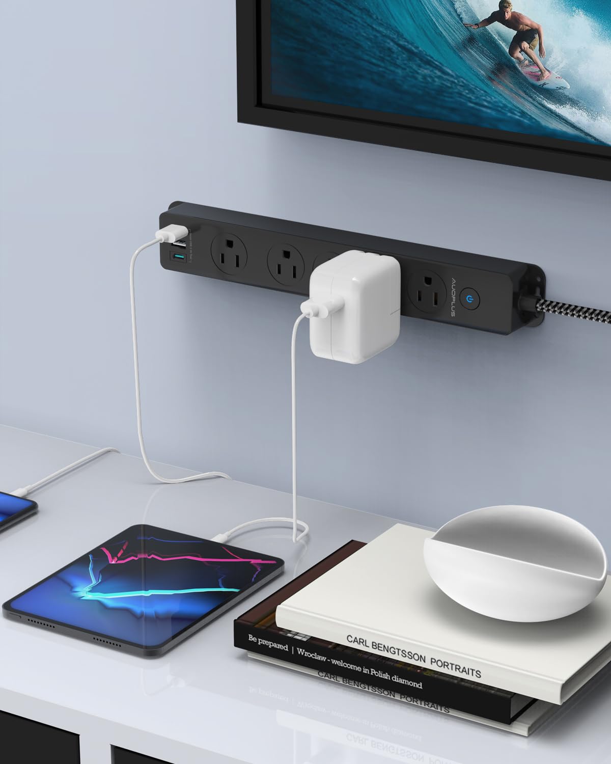 AUOPLUS desk organization power strip for centralized charging