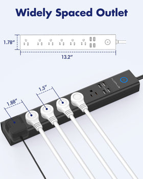 AUOPLUS illuminated switch and resettable breaker indicate active surge protection