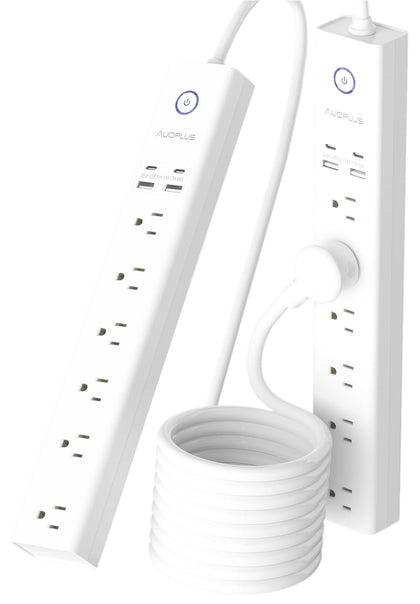 AUOPLUS power strip with 6 outlets and 4 USB ports for full-device charging