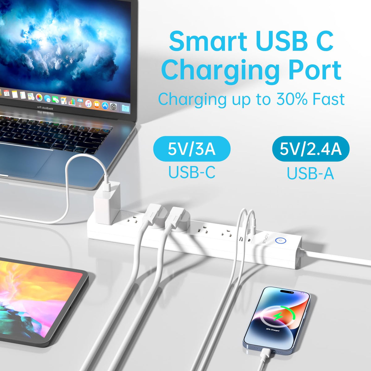 AUOPLUS right-angle 10ft cord enables tight-space placement
