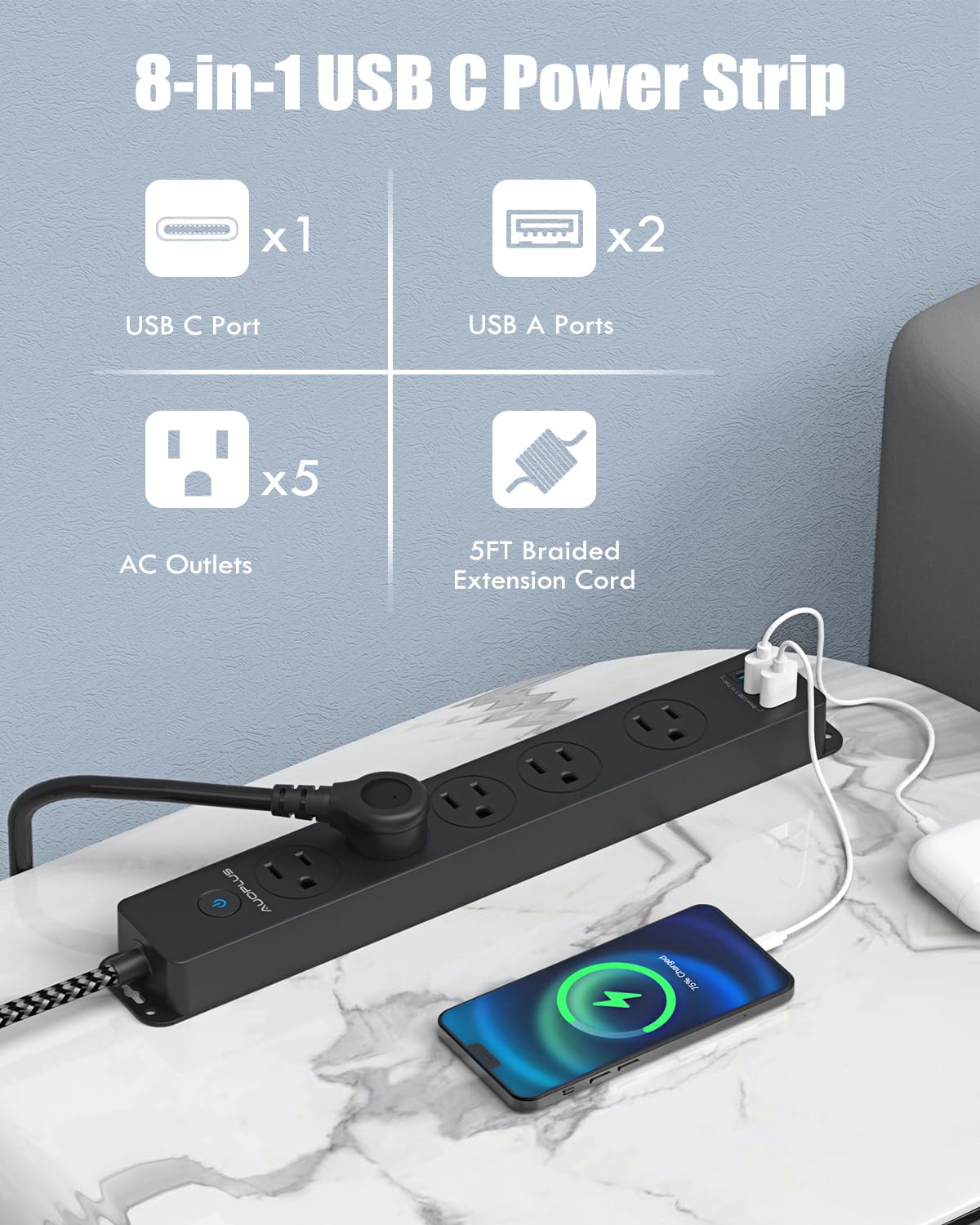AUOPLUS USB C port delivers optimized charging for devices
