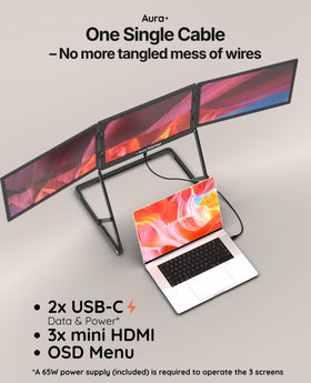 Aura Displays Triple Aero Max HDMI ports offer flexible laptop setup options