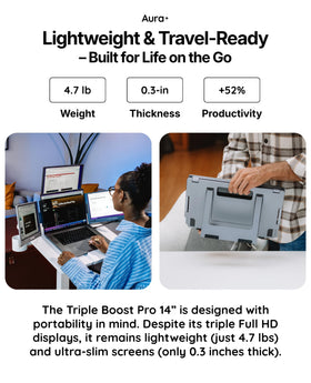 USB-C power preserves a clean desk with no extra brick