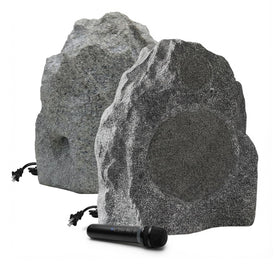 AURAUDIO 8-inch outdoor rock speaker front view delivering immersive stereo sound