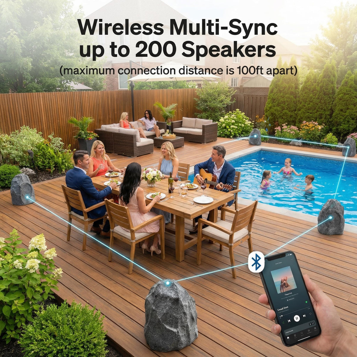 AURAUDIO auracast auto-pair setup demonstrating easy multi-speaker synchronization