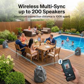 AURAUDIO auracast auto-pair setup demonstrating easy multi-speaker synchronization