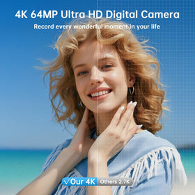 AUREAPIX 4K camera back view with quick-access mode dial for beginners.