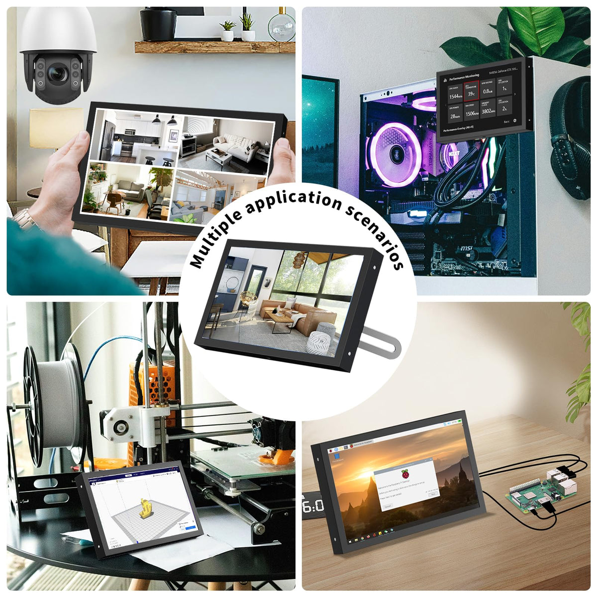 Aurevita monitor connected to CCTV camera illustrating CVBS BNC monitoring convenience
