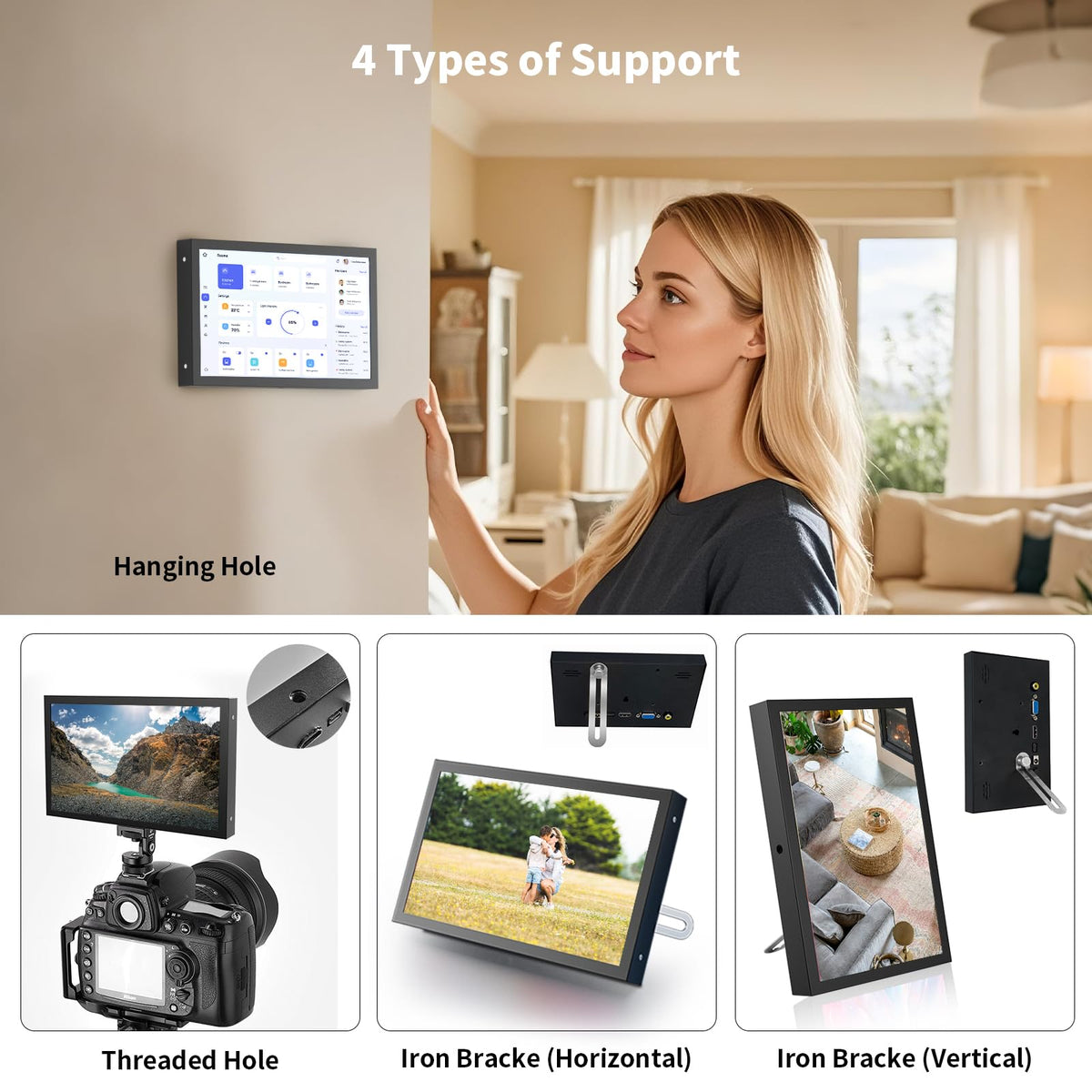 Aurevita power options showing micro USB and DC ports for power bank portability
