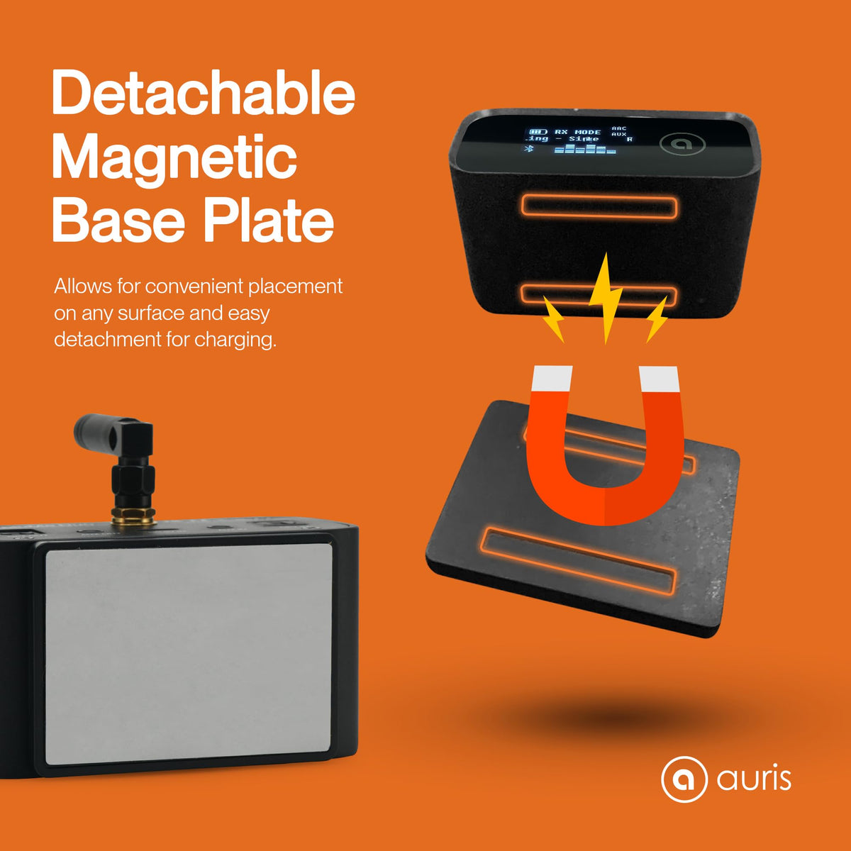 Auris BluMe Duo built-in battery enabling long car listening sessions
