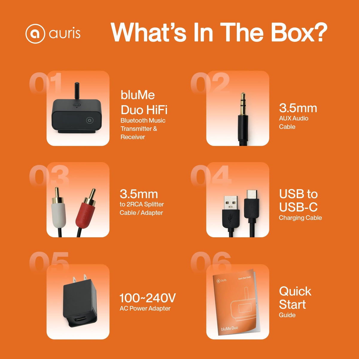 Auris BluMe Duo external antenna and range capability for stable streaming