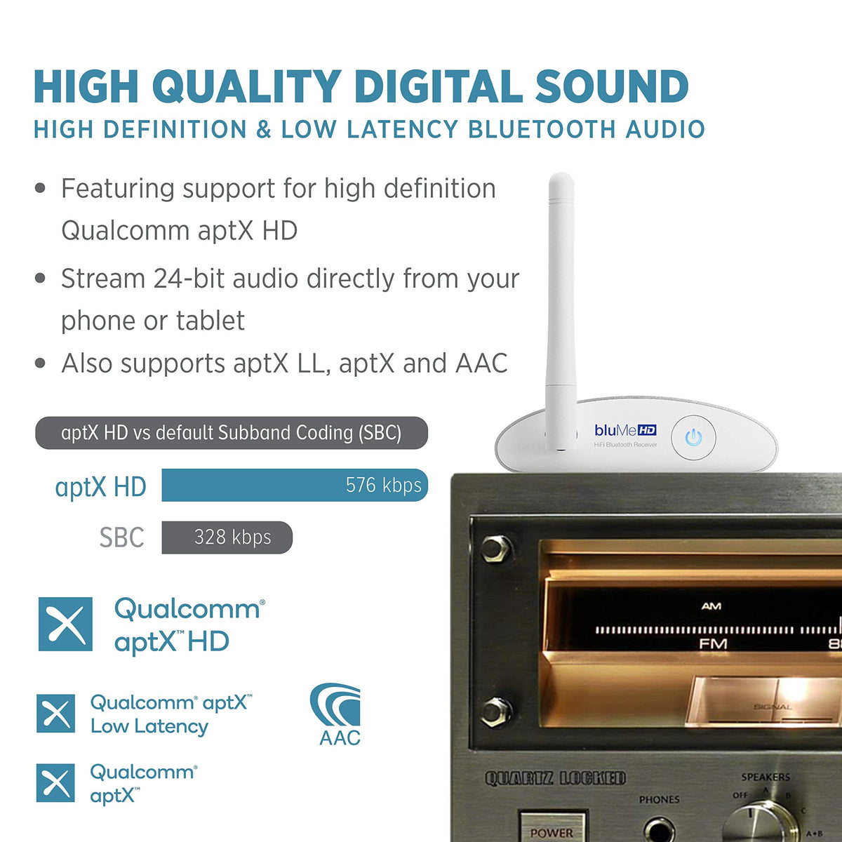 Auris Blume HD back panel with RCA and optical outputs