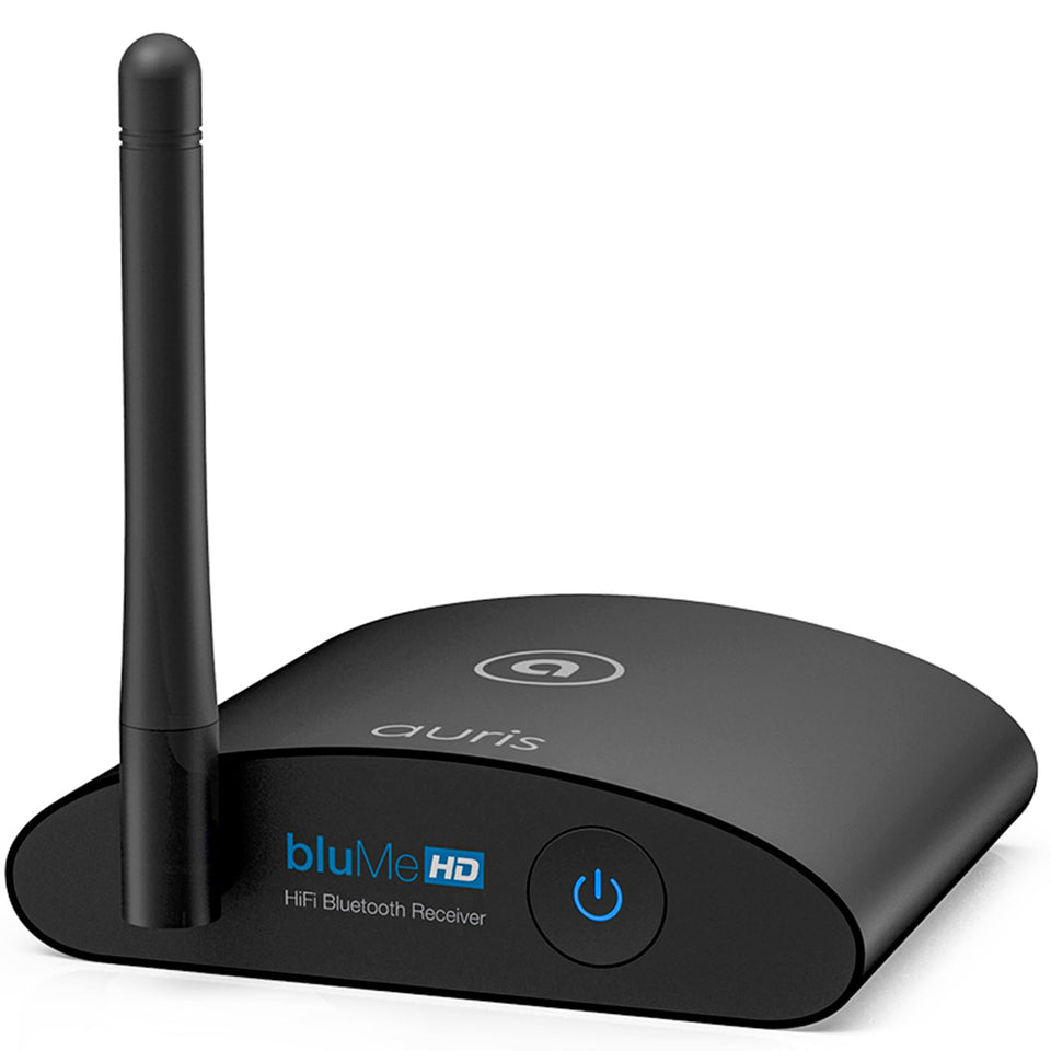 Auris Blume HD receiver front view highlighting premium DAC for high-fidelity home stereo.