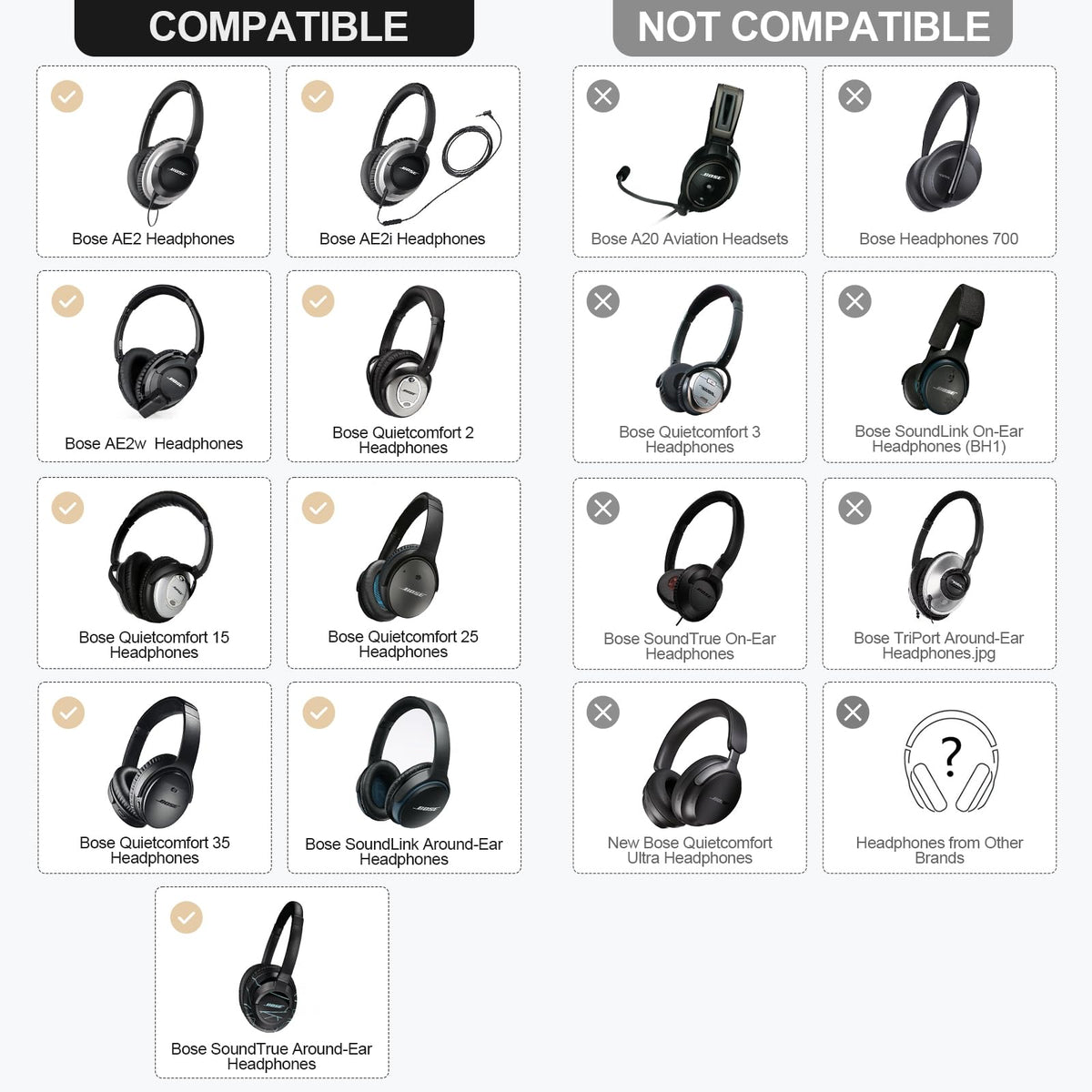 Aurivor Bose QuietComfort 35 II earpads white provide plush padding for longer listening sessions.