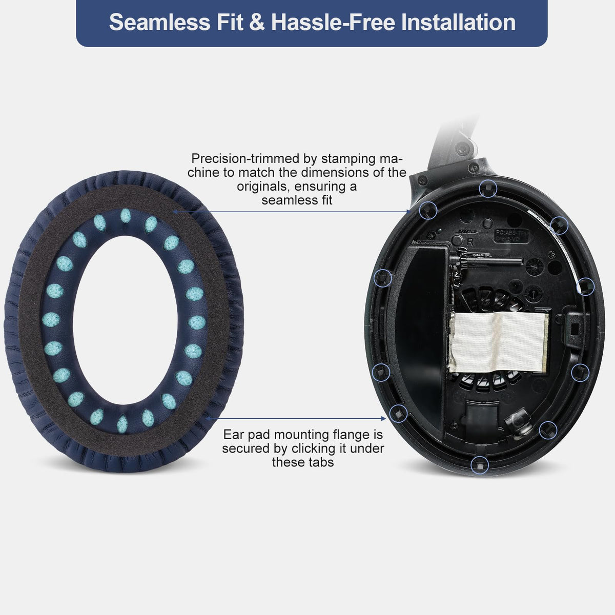 Aurivor Bose SoundLink AE2 ear pads in midnight blue for softer touch and easier maintenance