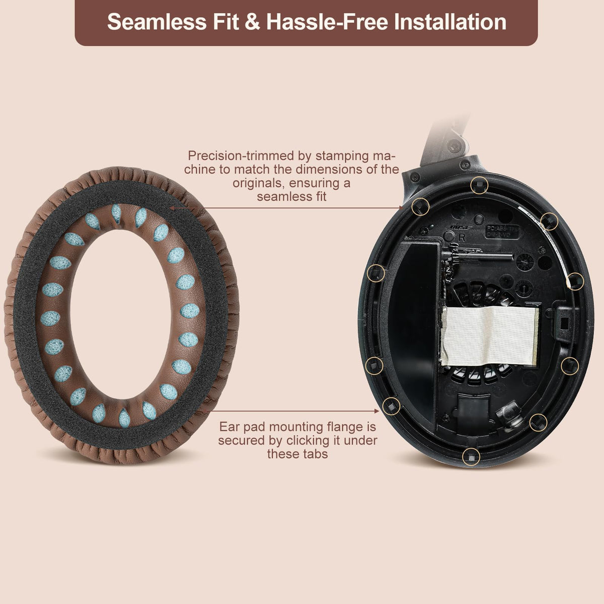 Aurivor easy-install pads simplify replacement without tools.