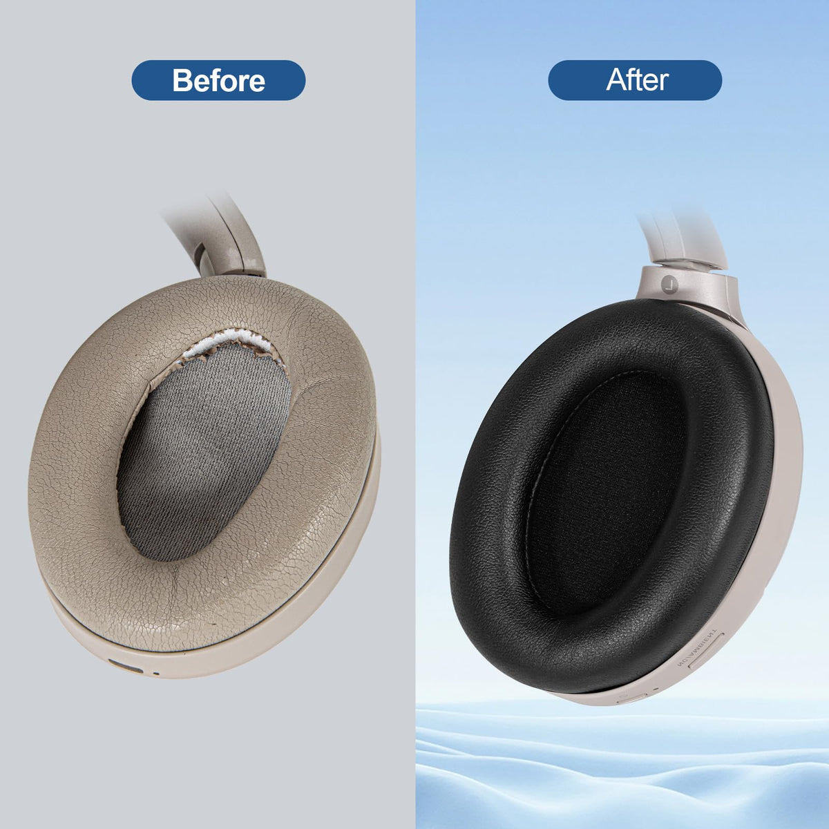 Aurivor ear pads with included pry tool showing easy installation benefit
