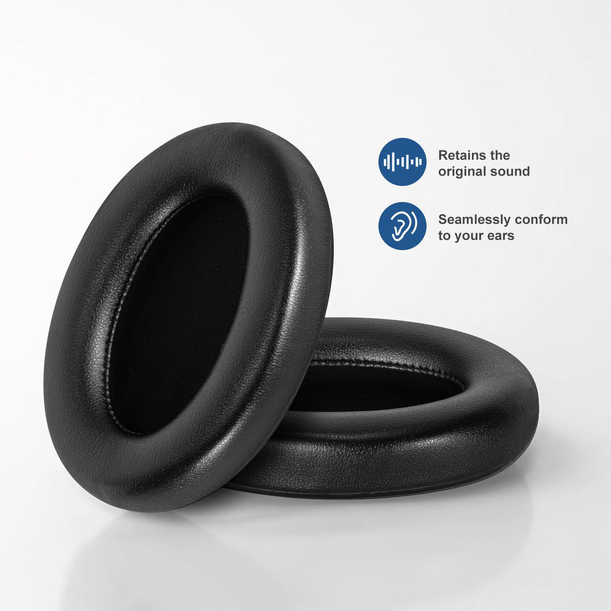 Aurivor ear pads mounted on headphones in use providing restored seal and comfort