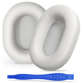 Aurivor XM5 leather ear pads front view emphasizes lambskin softness for comfort.