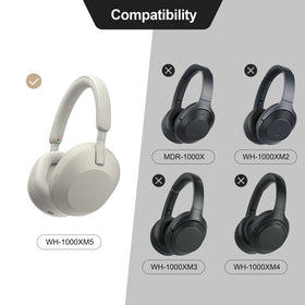 Aurivor XM5 leather ear pads side view shows durable stitching and premium finish.
