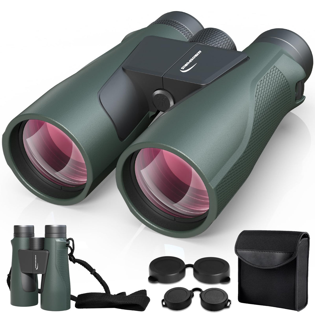 Aurosports 15x56 binoculars front view for wide-field birdwatching and wildlife viewing.