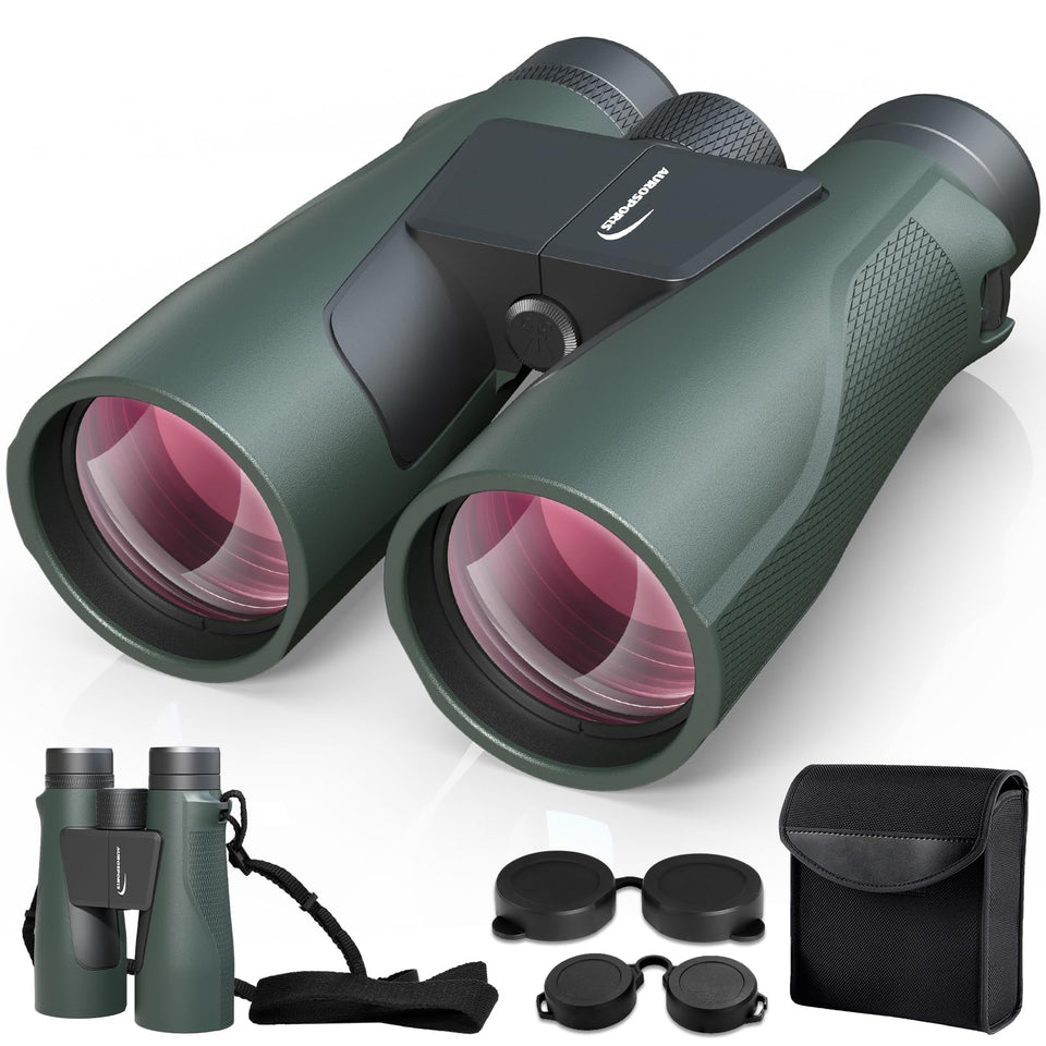 Aurosports 15x56 binoculars front view for wide-field birdwatching and wildlife viewing.