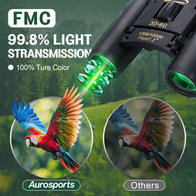 Aurosports 30x60 with BAK4 prisms delivers bright, distortion-free images in low light.