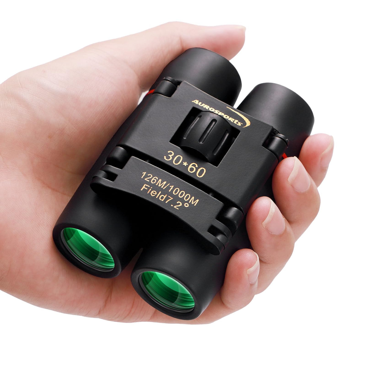 Aurosports 30x60 small binoculars folded design for easy travel and quick observation.