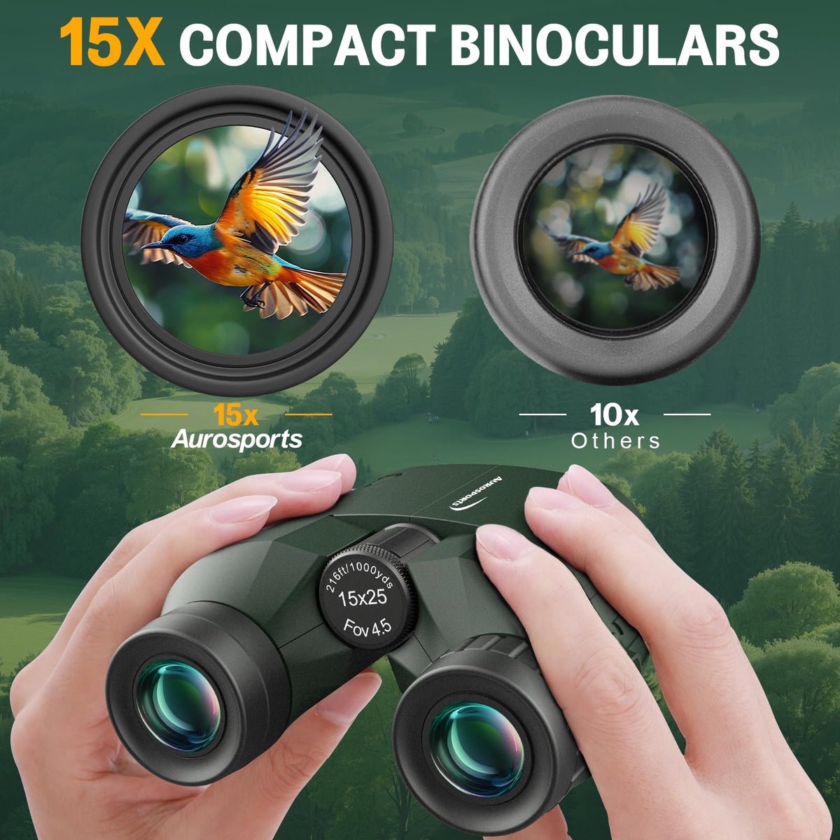 Aurosports close up of 25mm objective lens highlighting FMC coating and brighter images